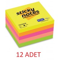 YAPIŞKANLI NOT KAĞIDI  76X76 12 Lİ RENKLİ